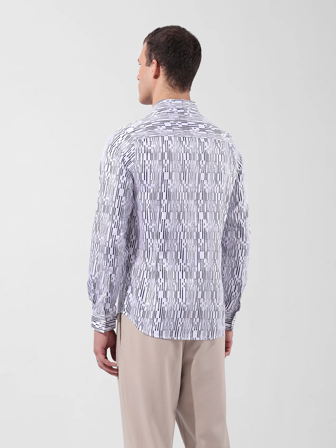 Men's White Slim Fit Printed Party Wear Shirt - Image 5