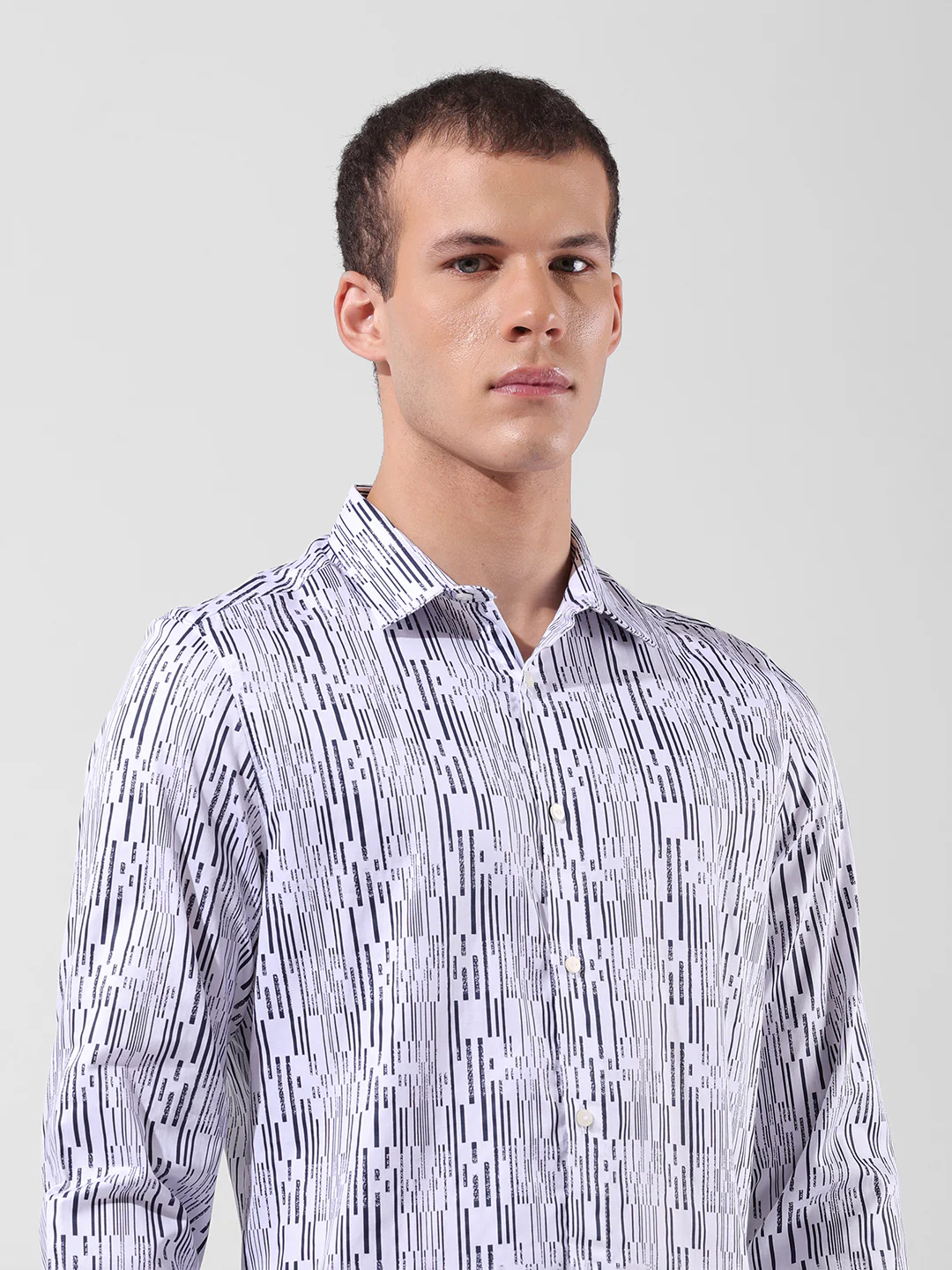 Men's White Slim Fit Printed Party Wear Shirt - Image 6