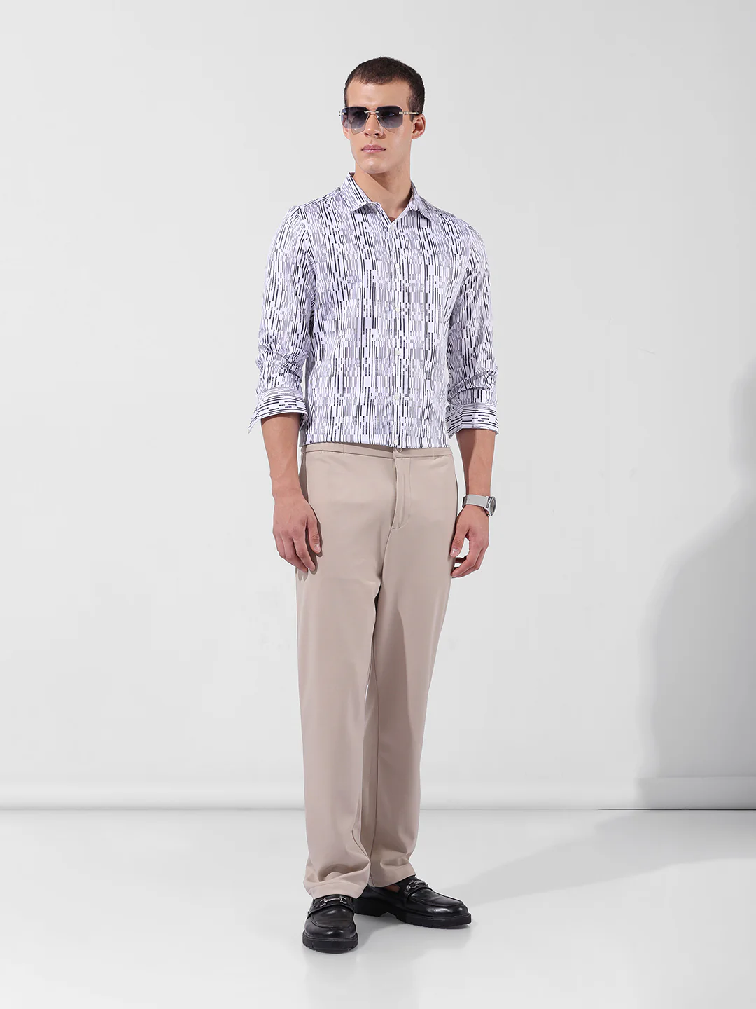 Men's White Slim Fit Printed Party Wear Shirt - Image 8