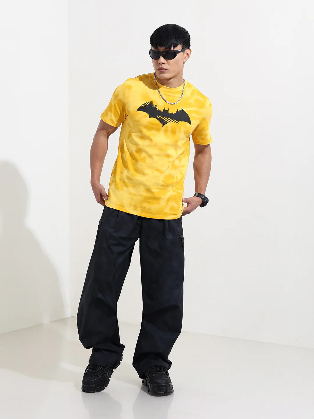 Men's Yellow Slim Fit Character Batman Printed Crew Neck T-Shirt - Image 2
