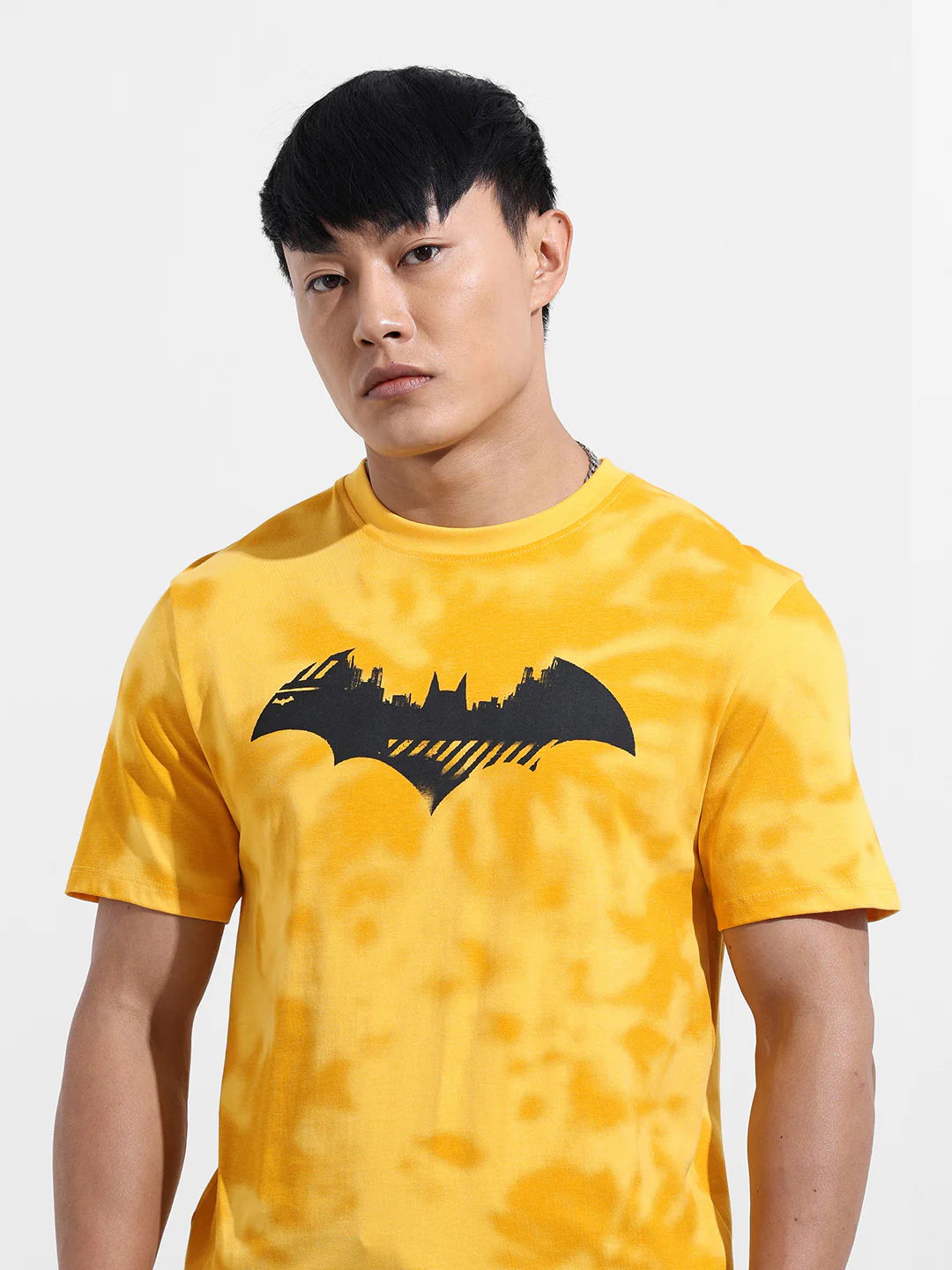Men's Yellow Slim Fit Character Batman Printed Crew Neck T-Shirt - Image 3