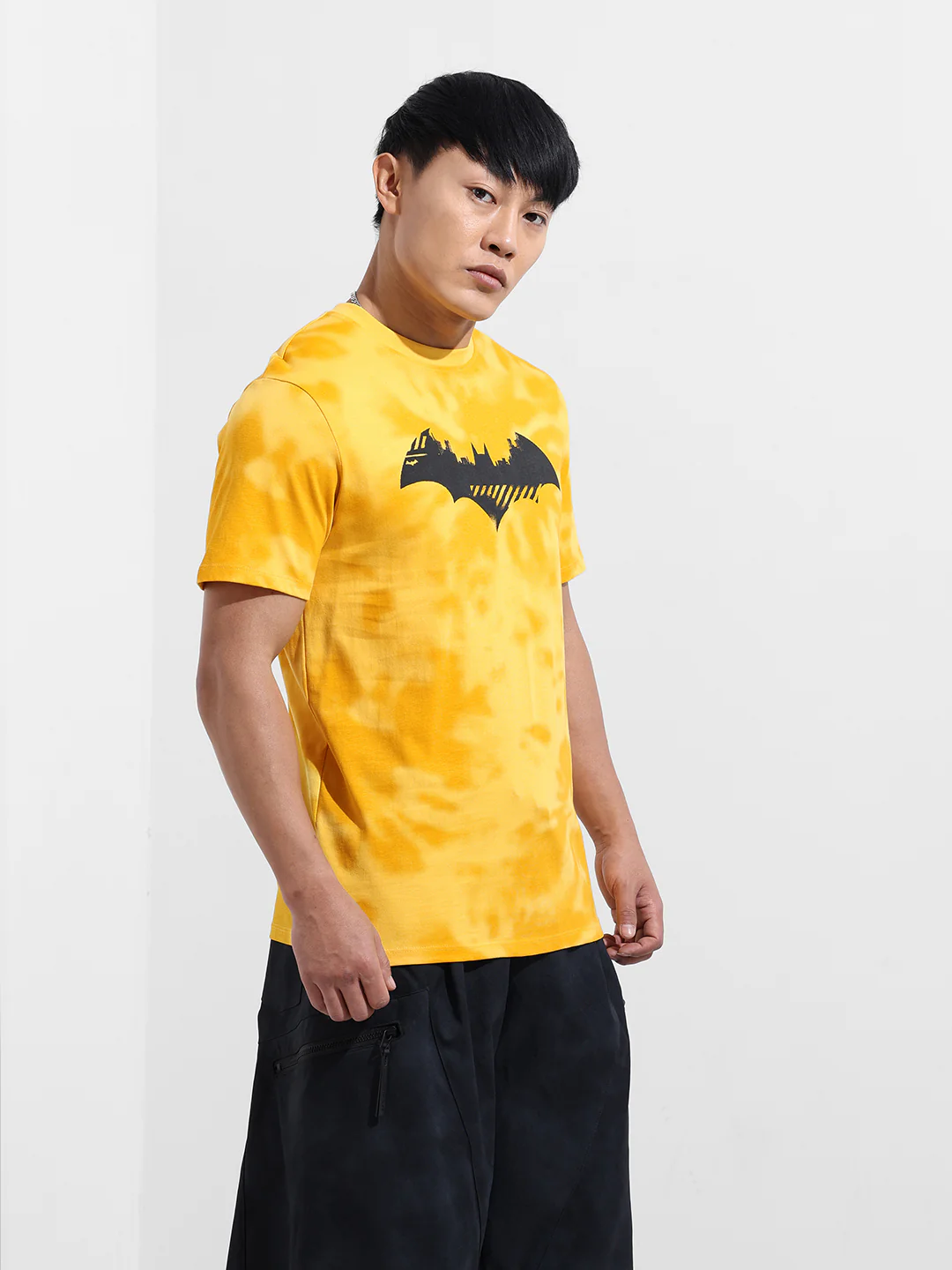 Men's Yellow Slim Fit Character Batman Printed Crew Neck T-Shirt - Image 5