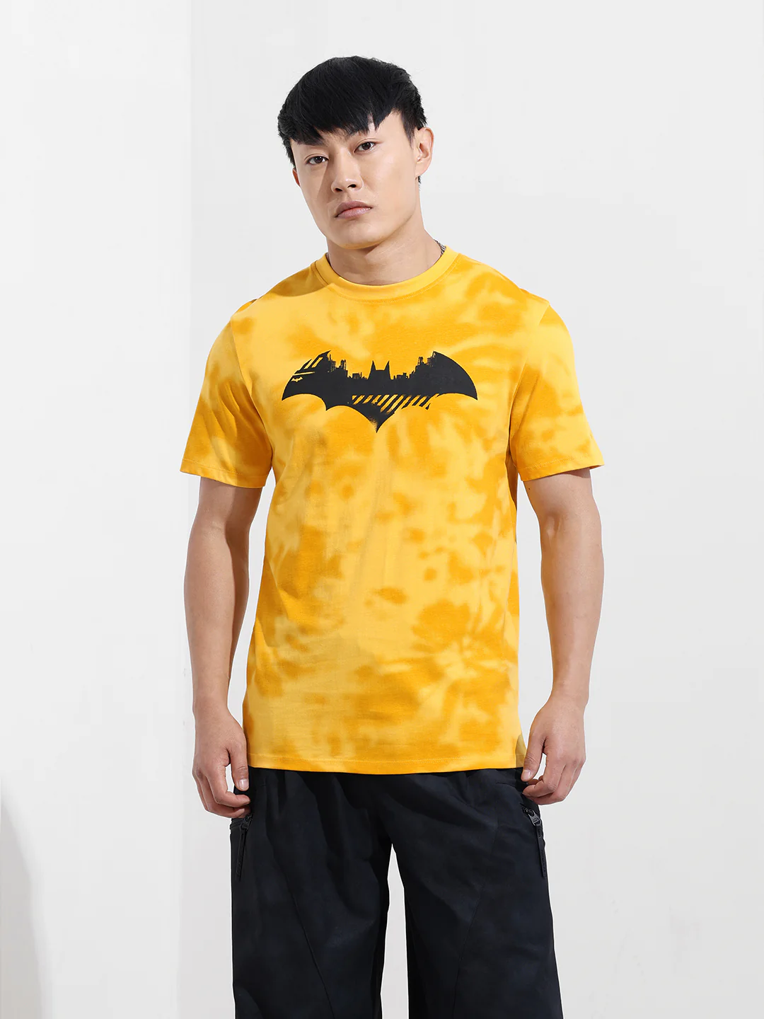 Men's Yellow Slim Fit Character Batman Printed Crew Neck T-Shirt - Image 7