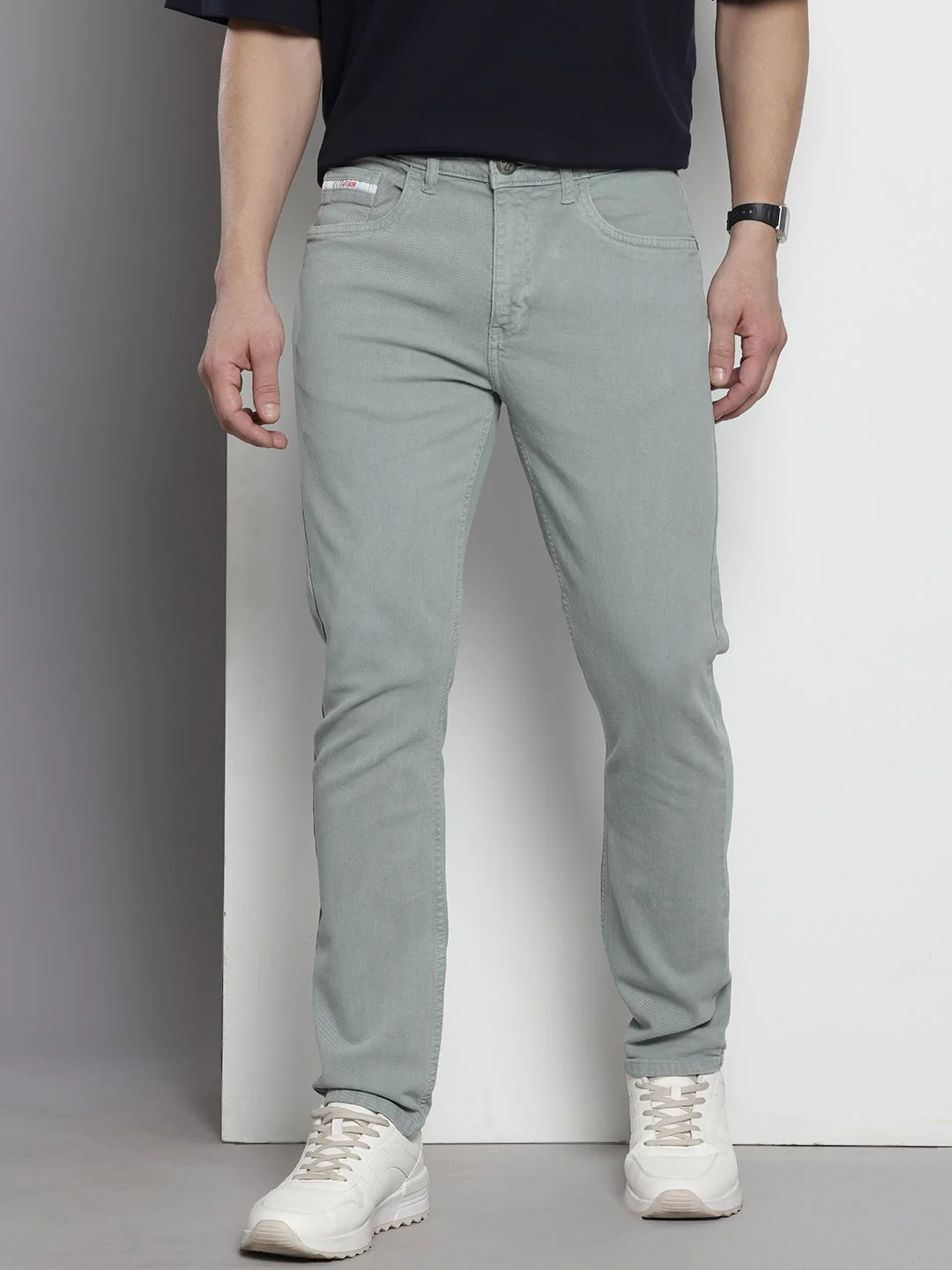 Men's Grey Slim Fit Casual Jeans - Image 2