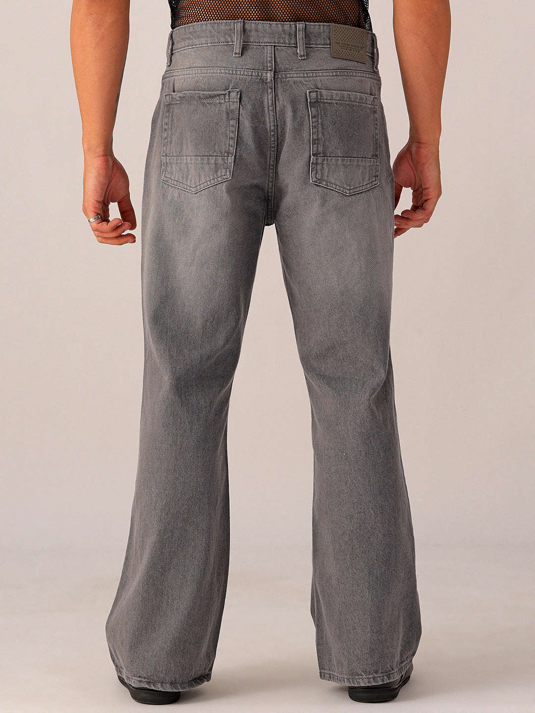 Men's Grey Loose Fit Solid Street Wear Jeans - Image 7
