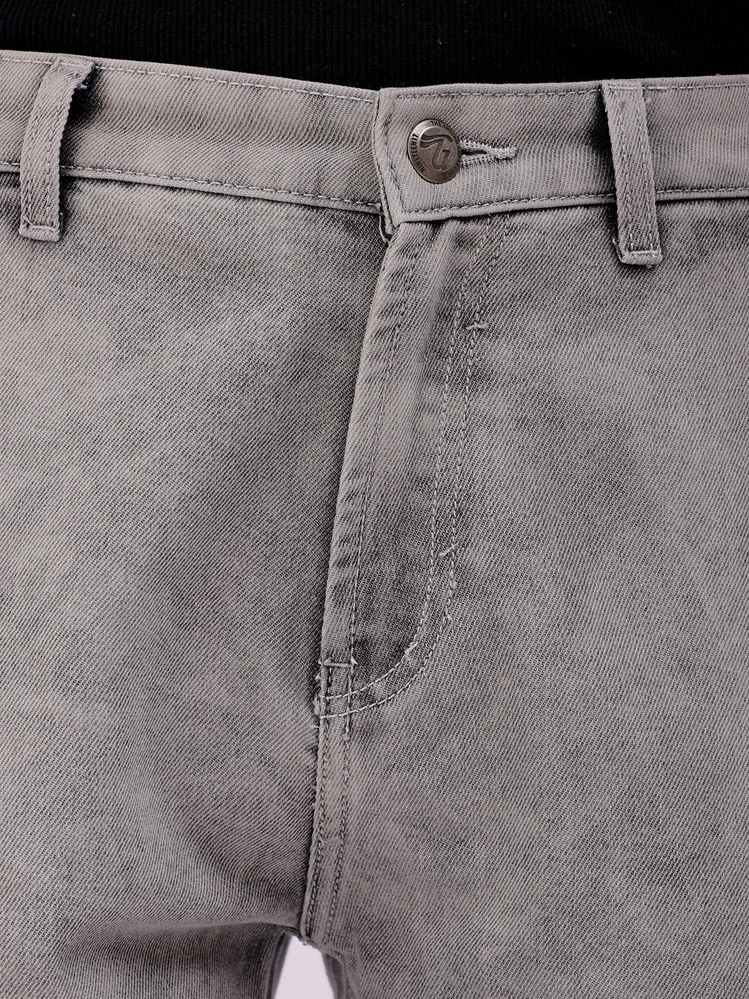 Men's Light Grey Relaxed Fit Solid Street Wear Jeans - Image 7