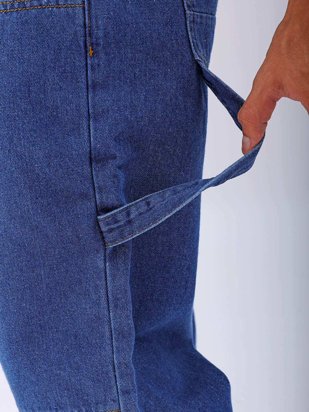 Men's Blue Relaxed Fit Solid Utility Jeans - Image 8