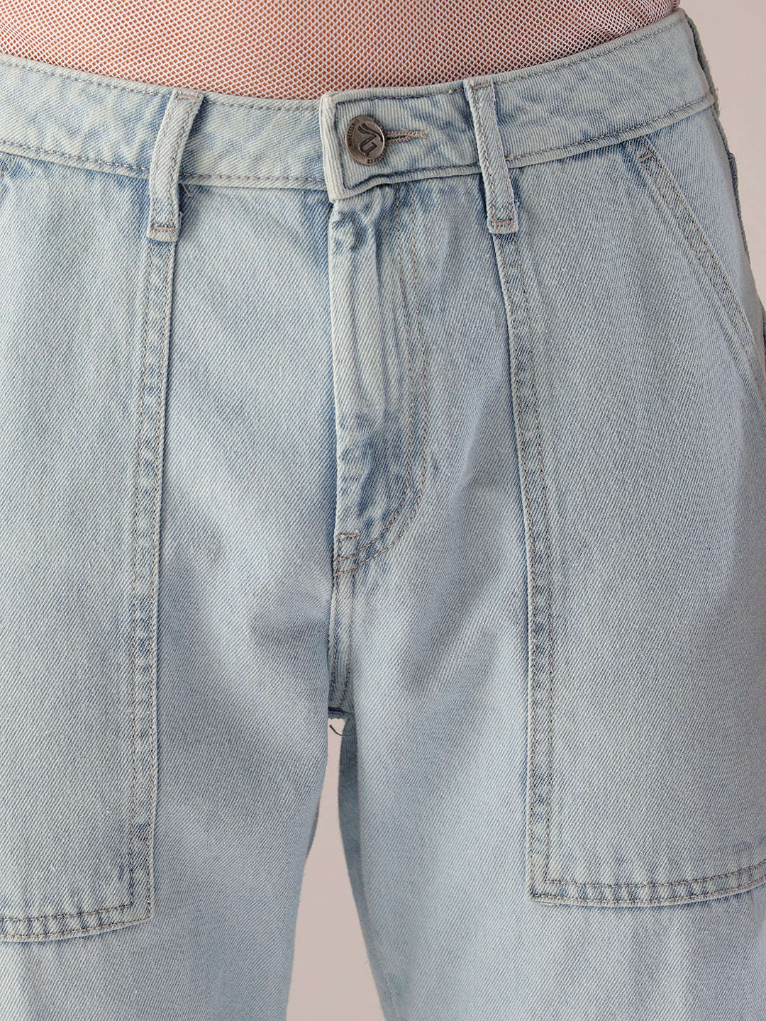 Men's Blue Dad Fit Solid Utility Jeans - Image 6