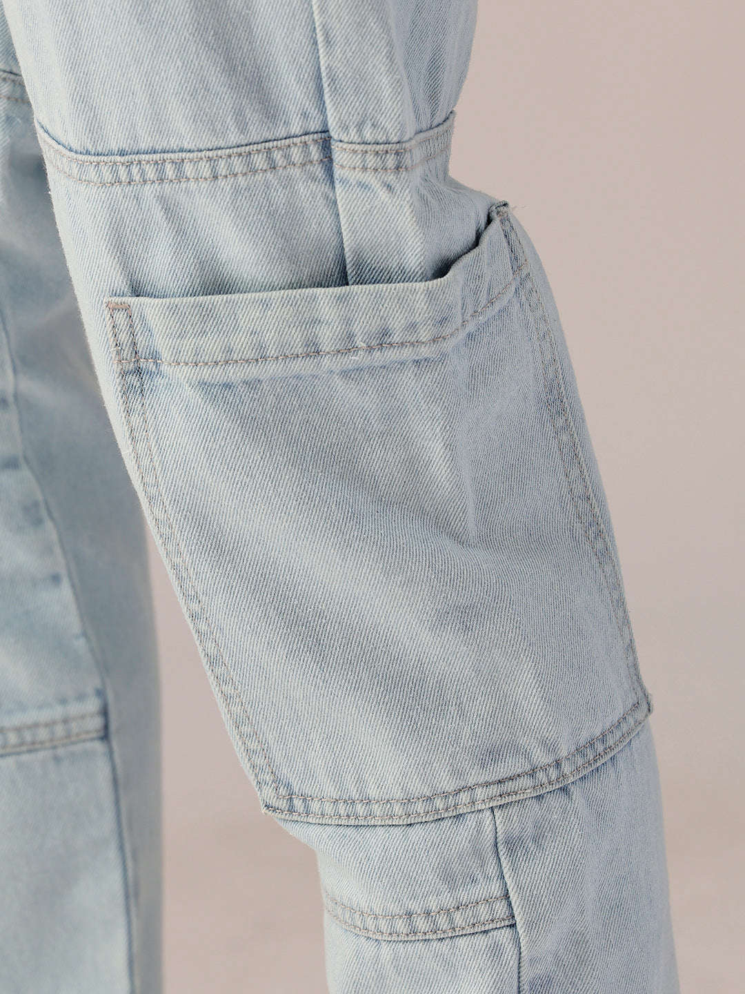 Men's Blue Dad Fit Solid Utility Jeans - Image 8