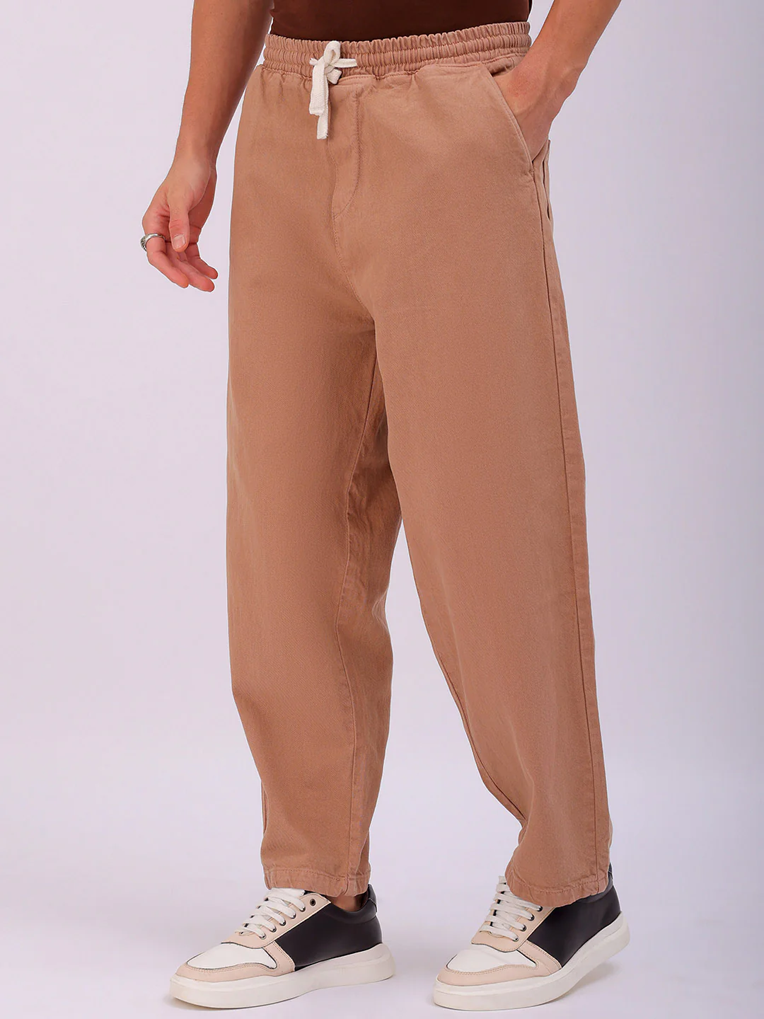 Men's Almondine Loose Fit Solid Street Wear Jeans - Image 3