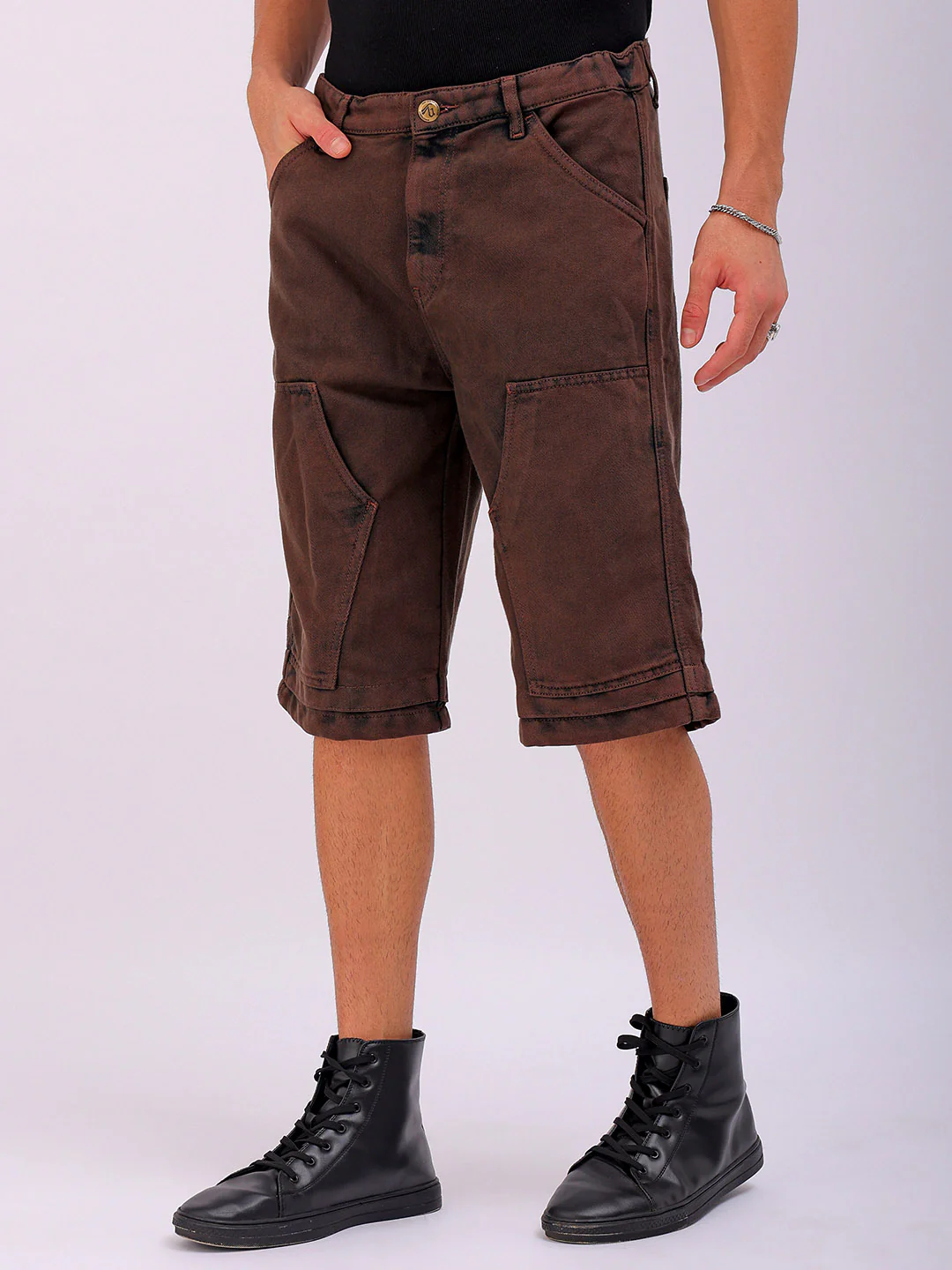 Men's Potting Soil Relaxed Fit Solid Utility Denim Shorts - Image 4