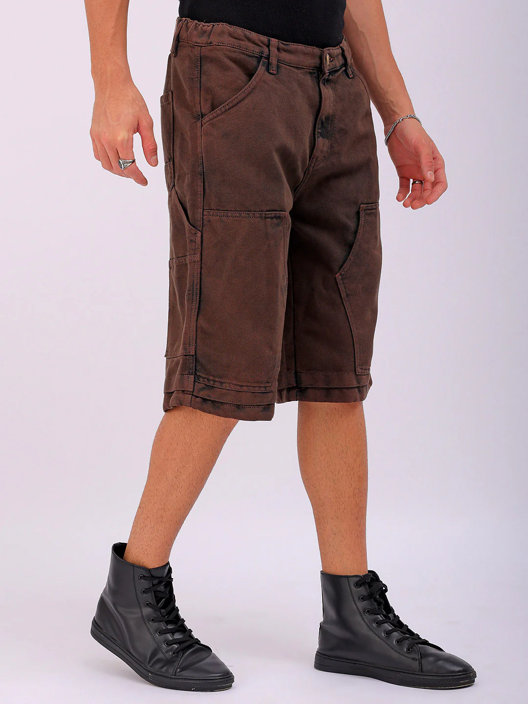Men's Potting Soil Relaxed Fit Solid Utility Denim Shorts - Image 5