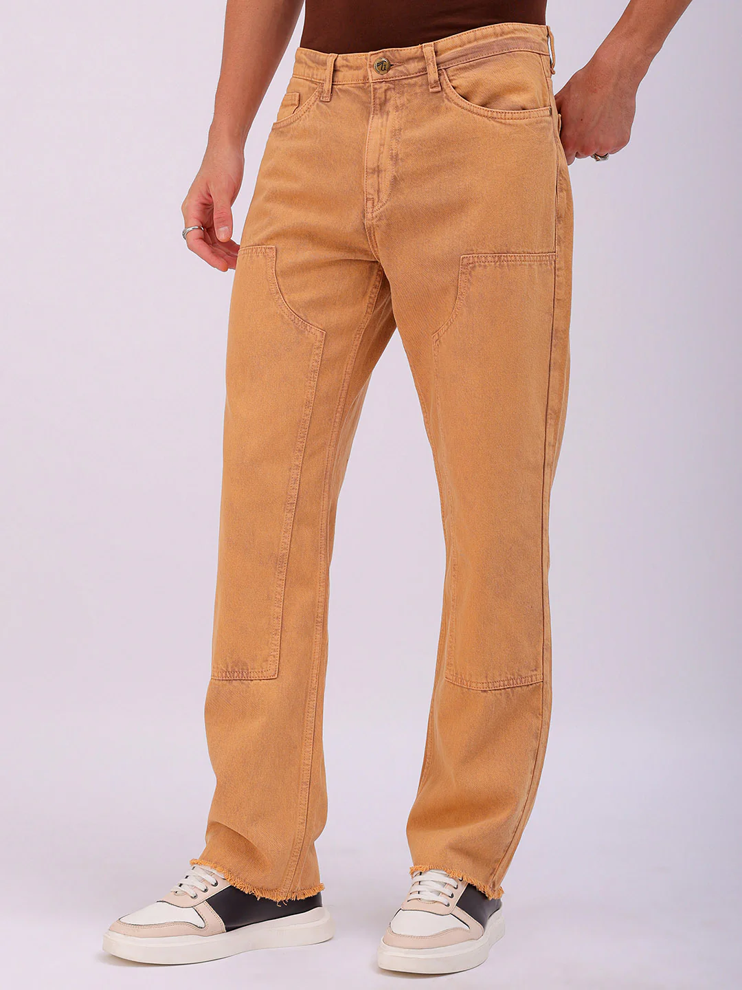 Men's Cinnamon Swirl Relaxed Fit Solid Casual Jeans - Image 4