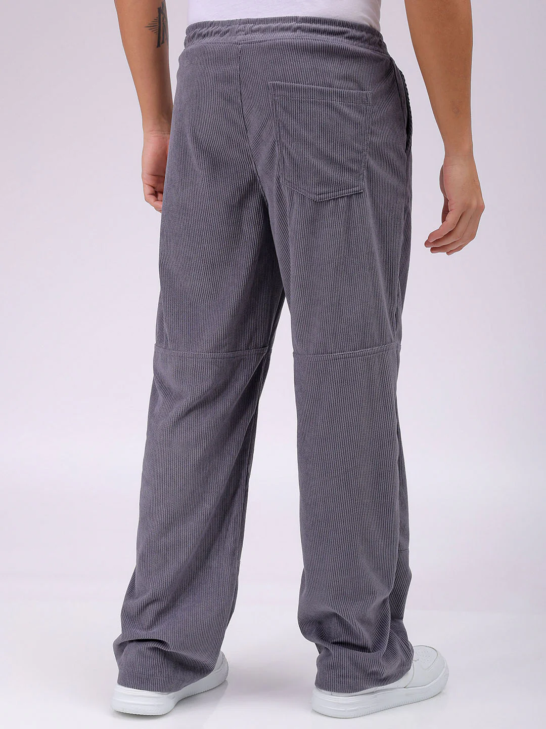Men's Steel grey Relaxed Fit Solid Athletic  Jogger - Image 3