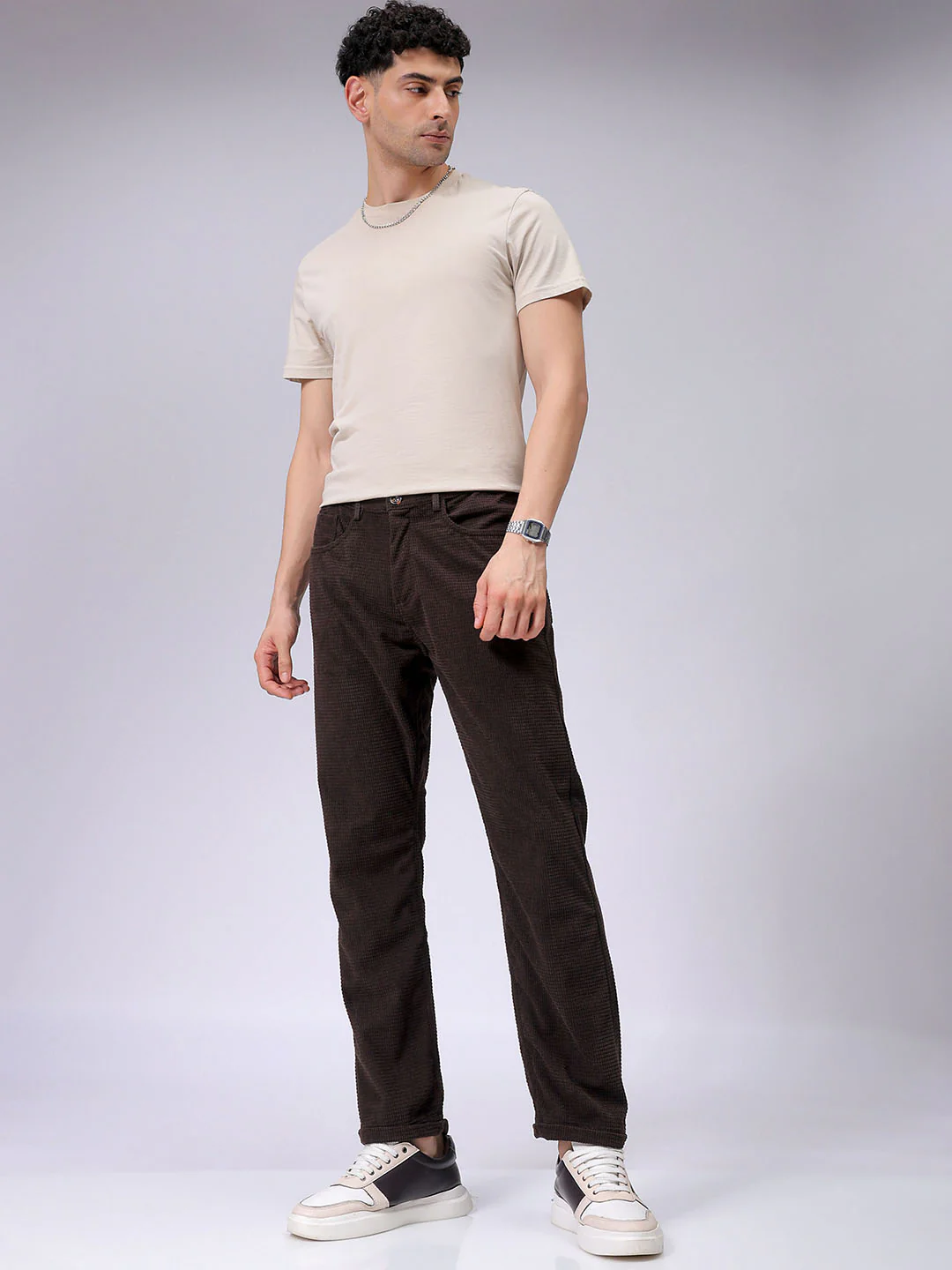Men's Choco Straight Fit Textured Casual Trouser - Image 2