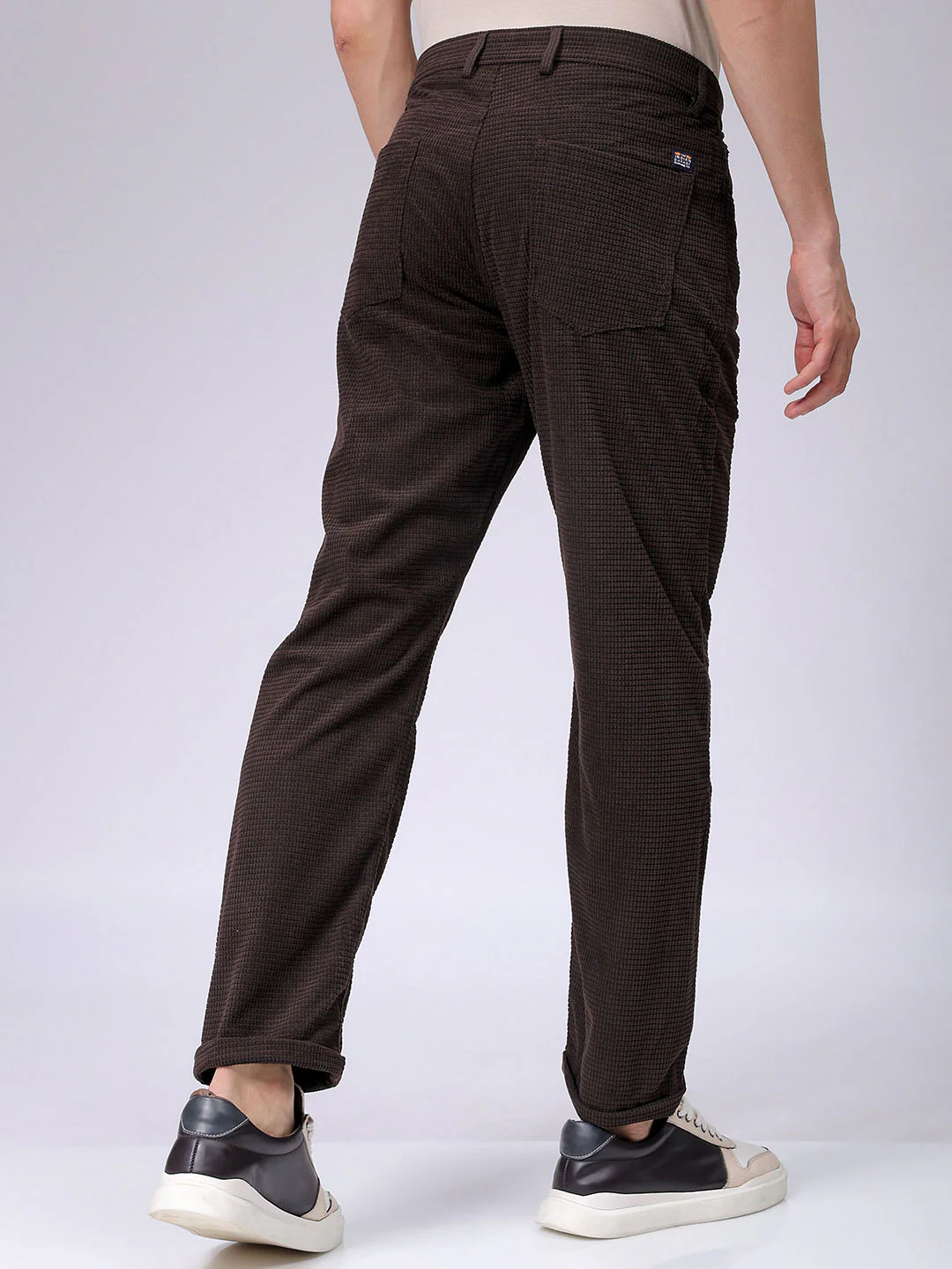 Men's Choco Straight Fit Textured Casual Trouser - Image 5