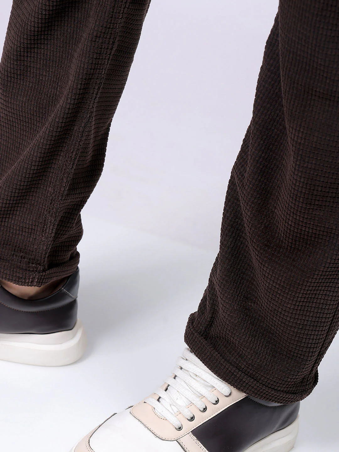 Men's Choco Straight Fit Textured Casual Trouser - Image 8