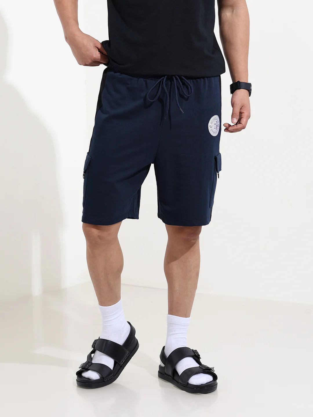 Men's Navy Blue Relaxed Fit Character Printed Shorts - Image 7