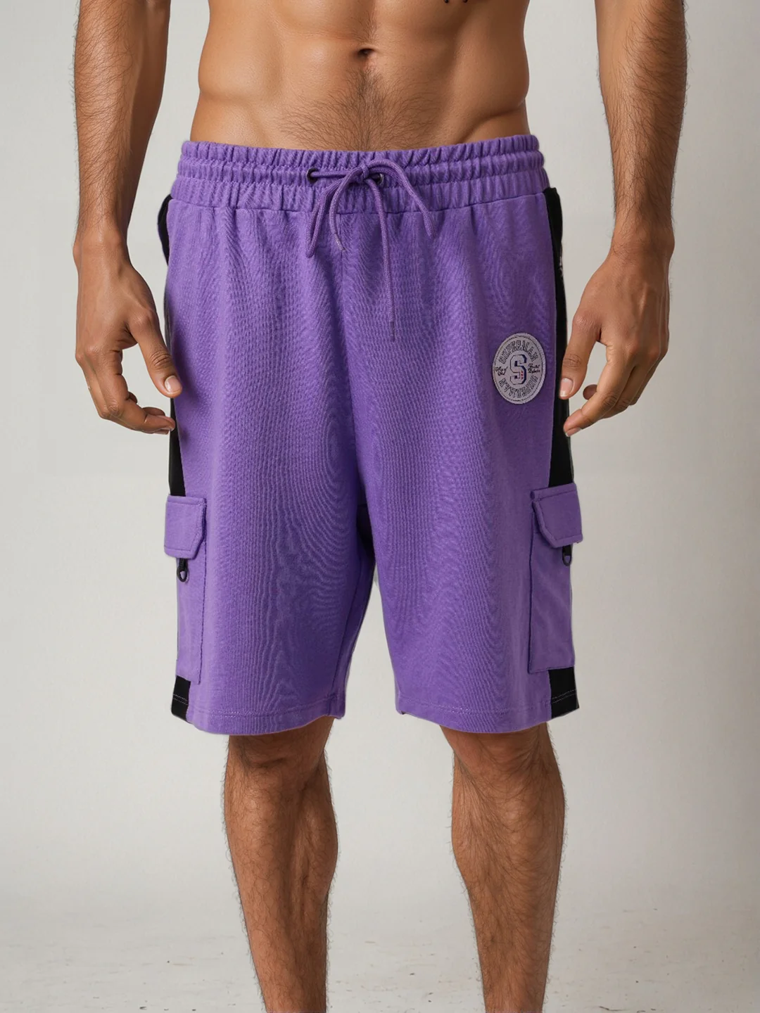 Men's Purple Relaxed Fit Character Superman Printed Shorts - Image 5