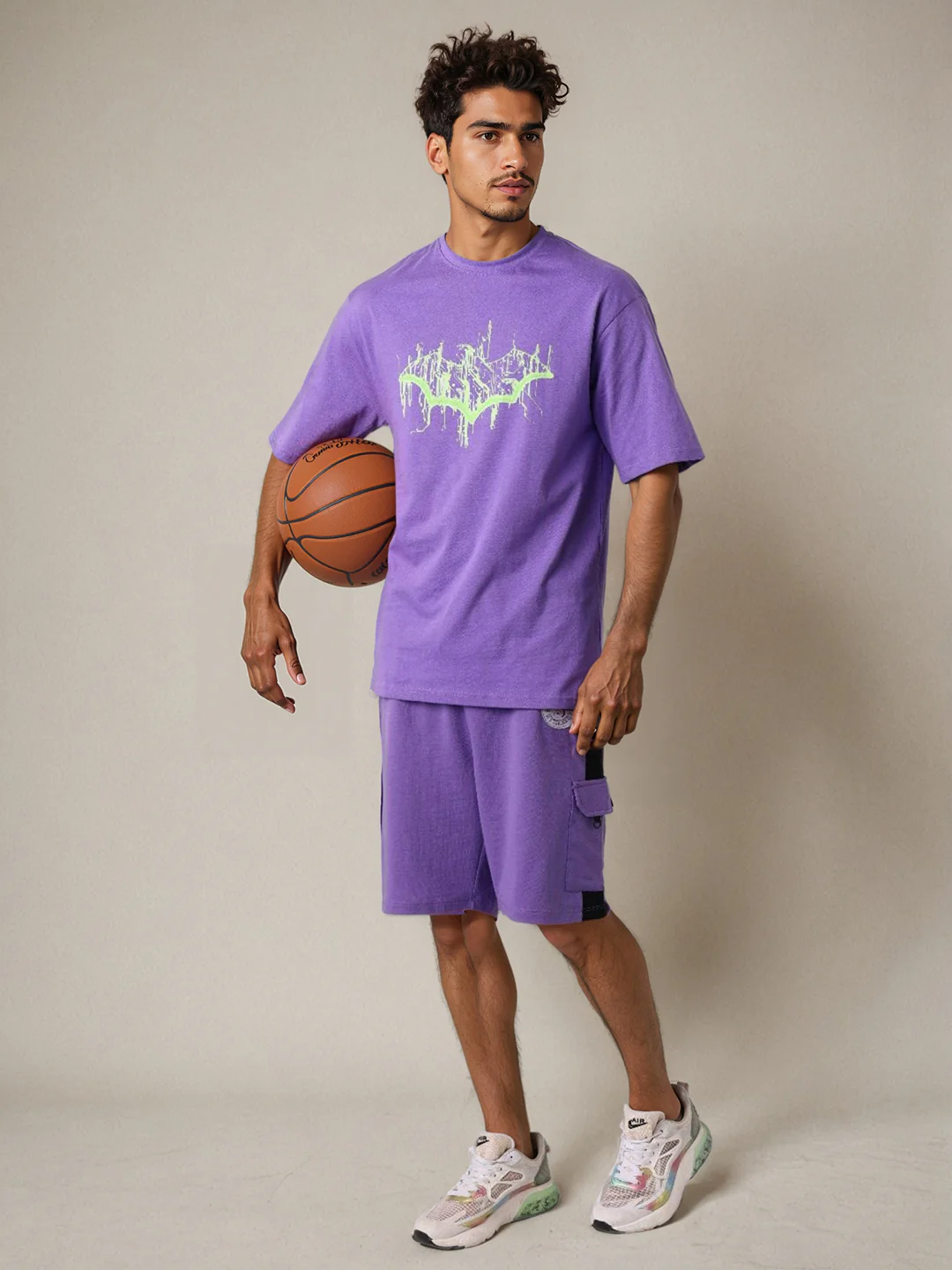 Men's Purple Relaxed Fit Character Superman Printed Shorts - Image 8