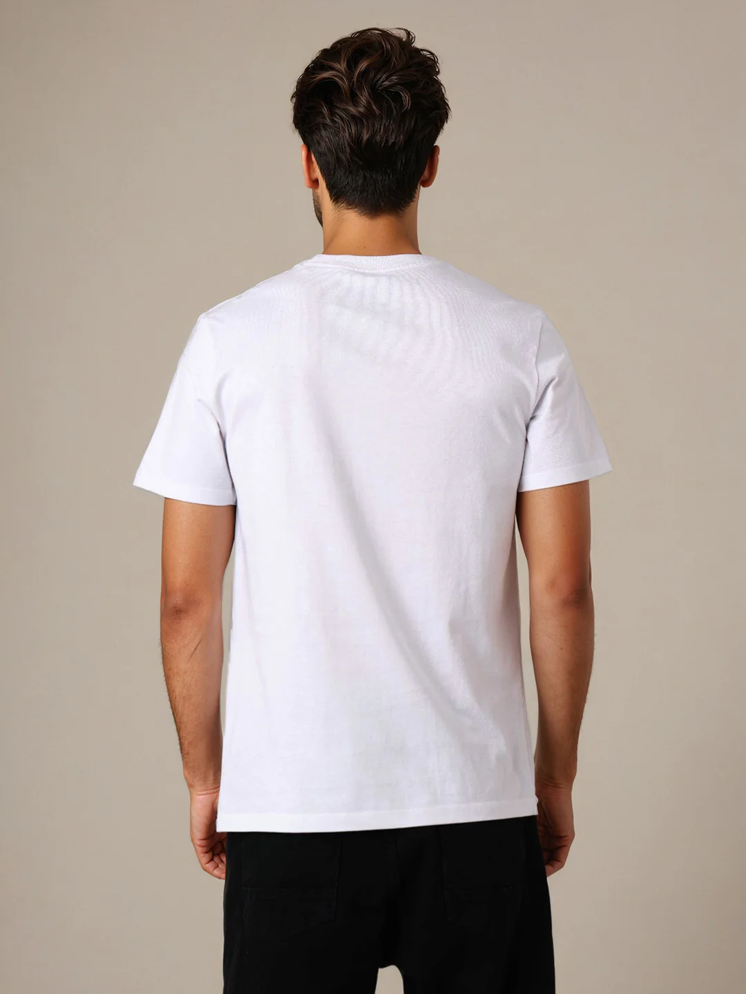 Men's White Slim Fit Character Superman Printed Crew Neck T-Shirt - Image 4