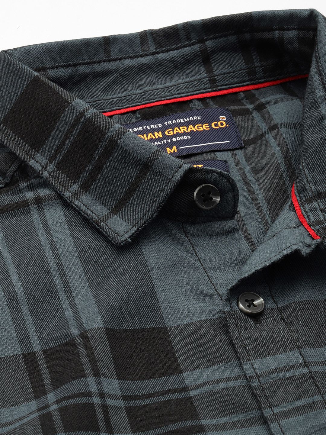 Men's Teal Slim Fit Checked Casual Shirt - Image 5