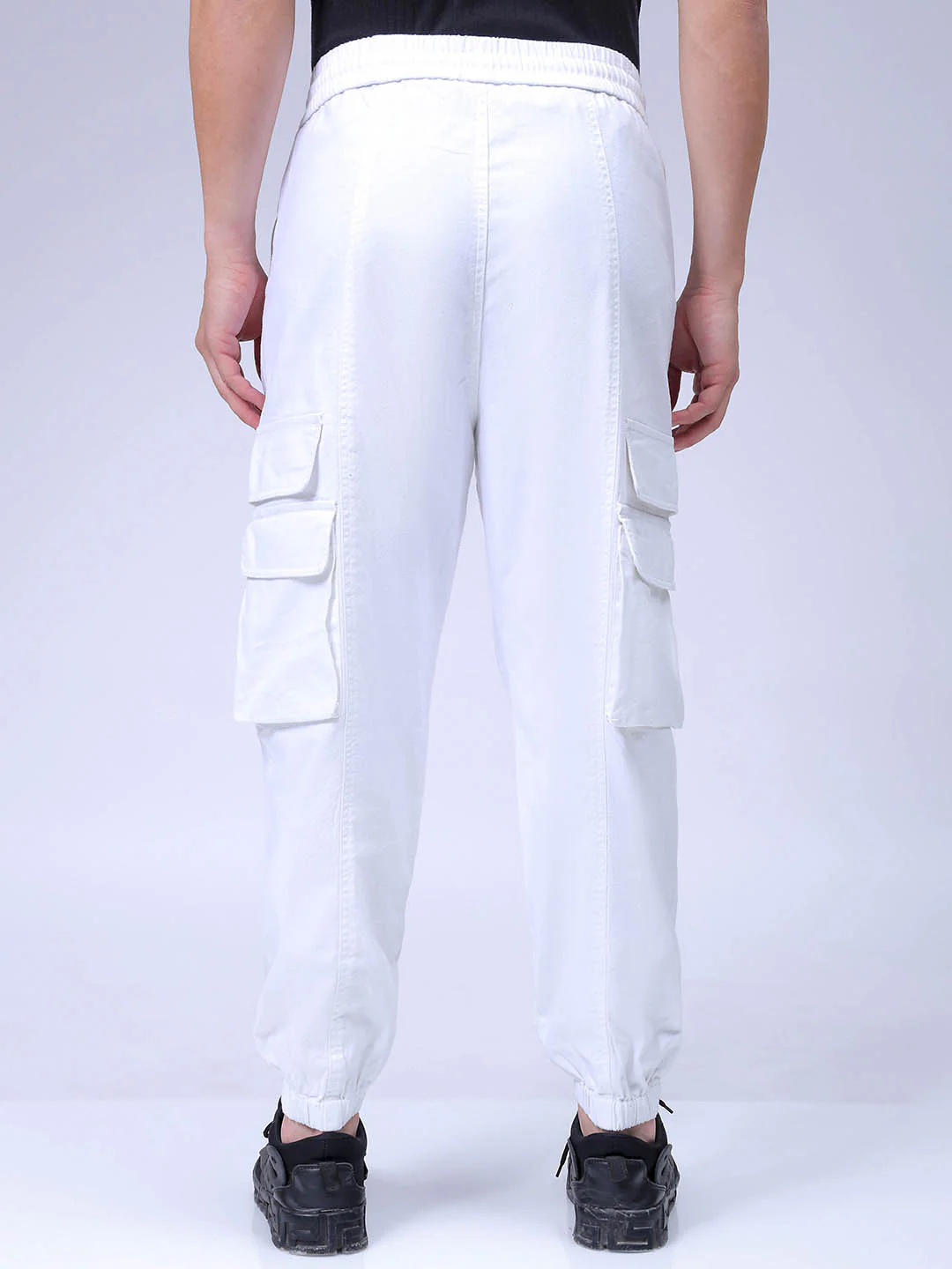 Men's White Regular Fit Solid Casual Jogger - Image 5