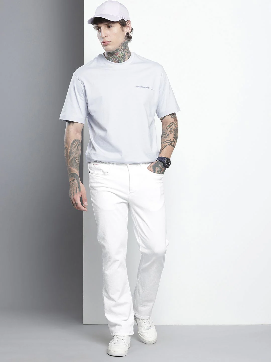 Men's White Slim Fit Solid Casual Jeans - Image 3