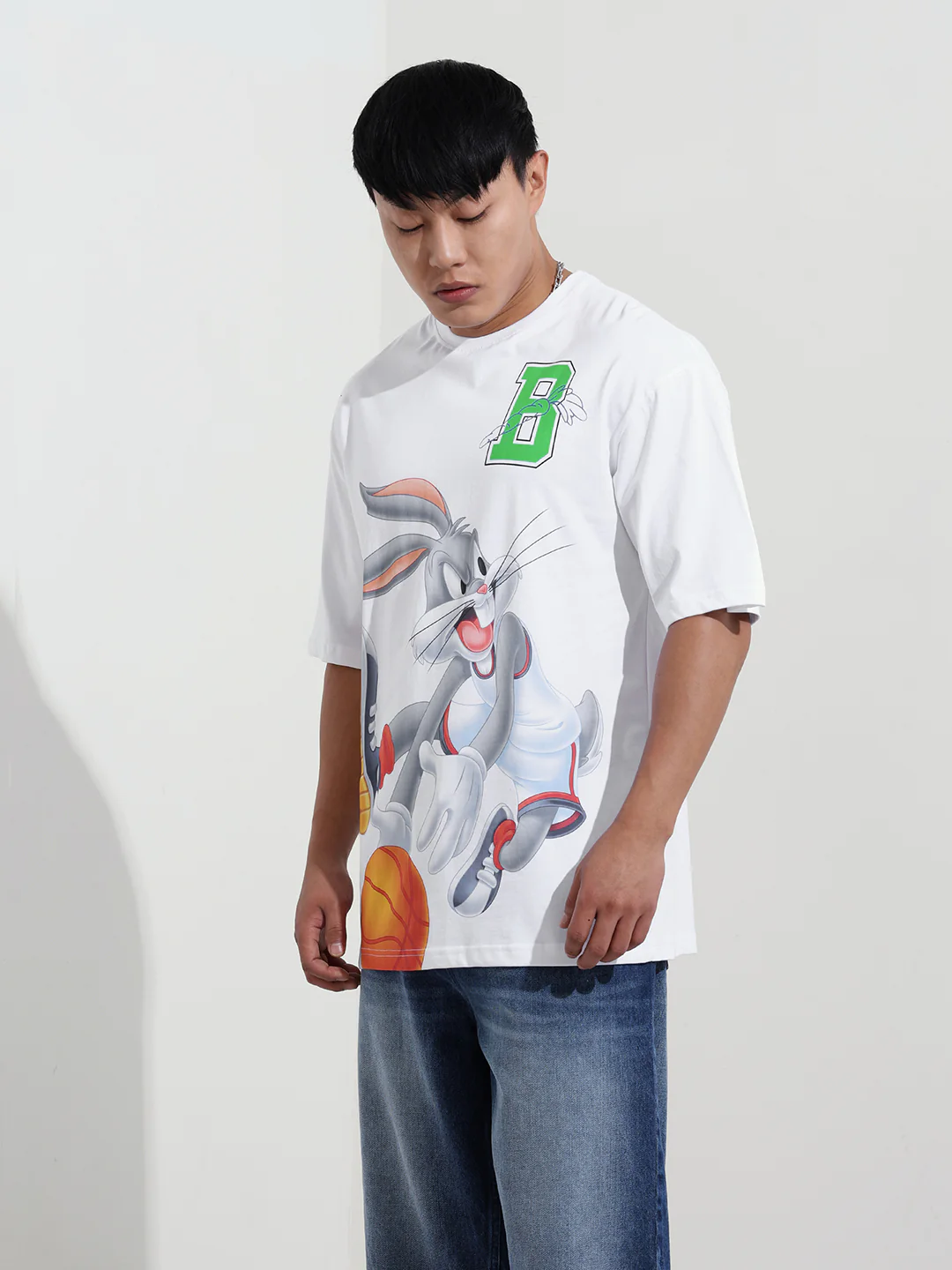 Men's White Boxy Fit Bugs Bunny Character Merchandise T-Shirt - Image 3