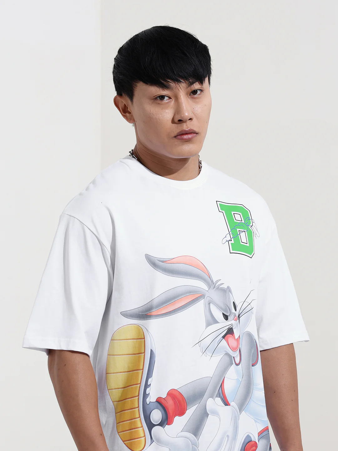 Men's White Boxy Fit Bugs Bunny Character Merchandise T-Shirt - Image 5