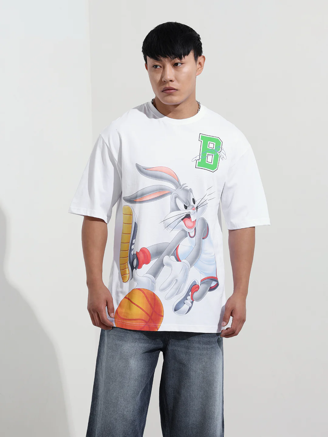 Men's White Boxy Fit Bugs Bunny Character Merchandise T-Shirt - Image 6