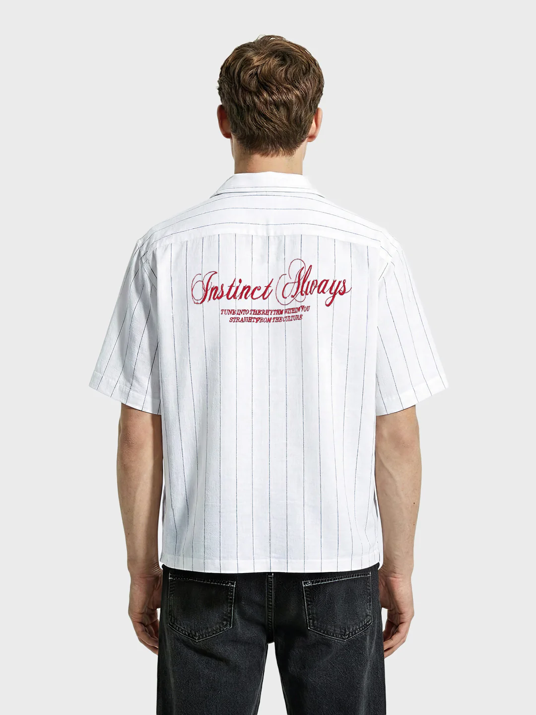 Men's White Boxy Fit Embroided  Casual Shirt - Image 2