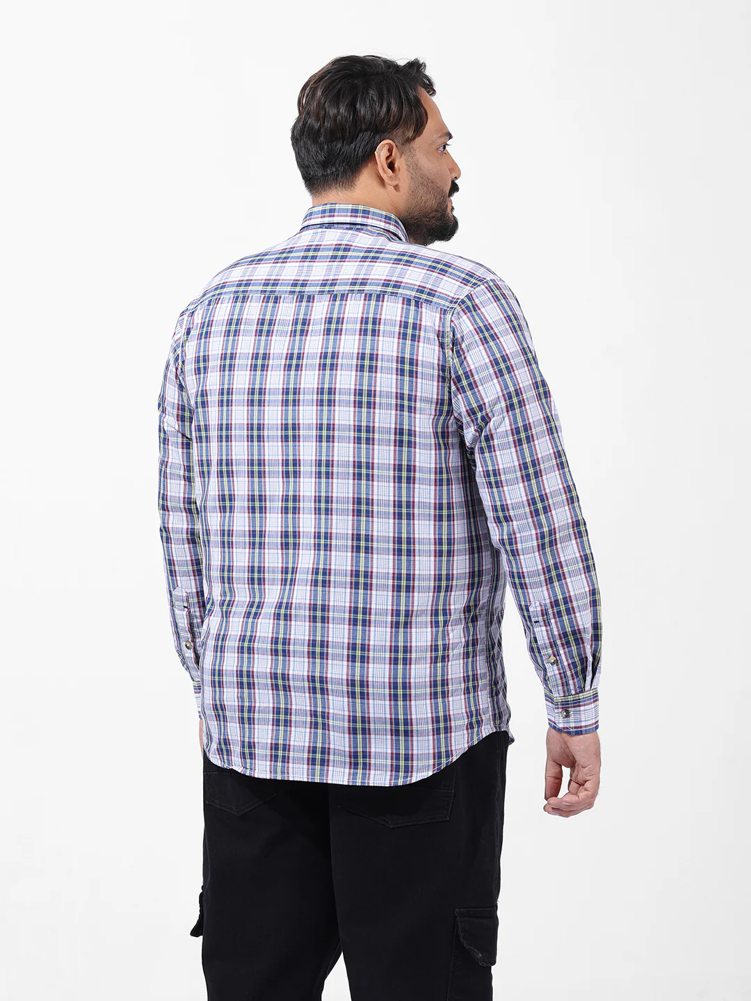 Men's White Regular Fit Checked Casual Shirt - Image 4