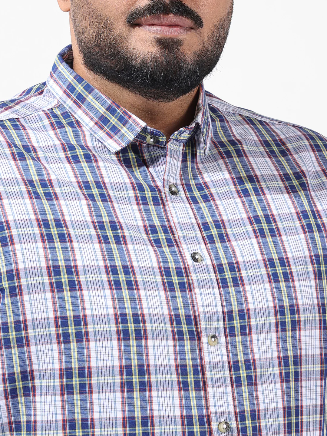 Men's White Regular Fit Checked Casual Shirt - Image 6