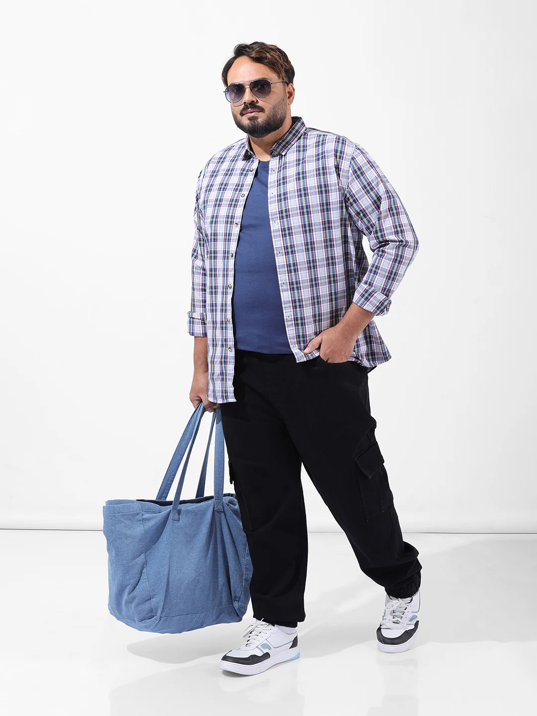 Men's White Regular Fit Checked Casual Shirt - Image 8