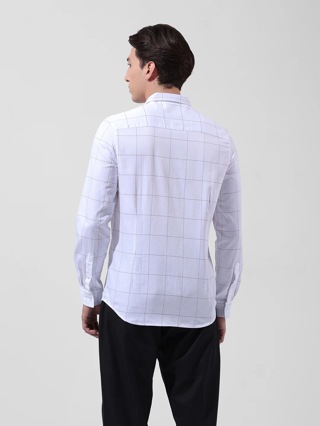 Men's White Slim Fit Checked Casual Shirt - Image 4