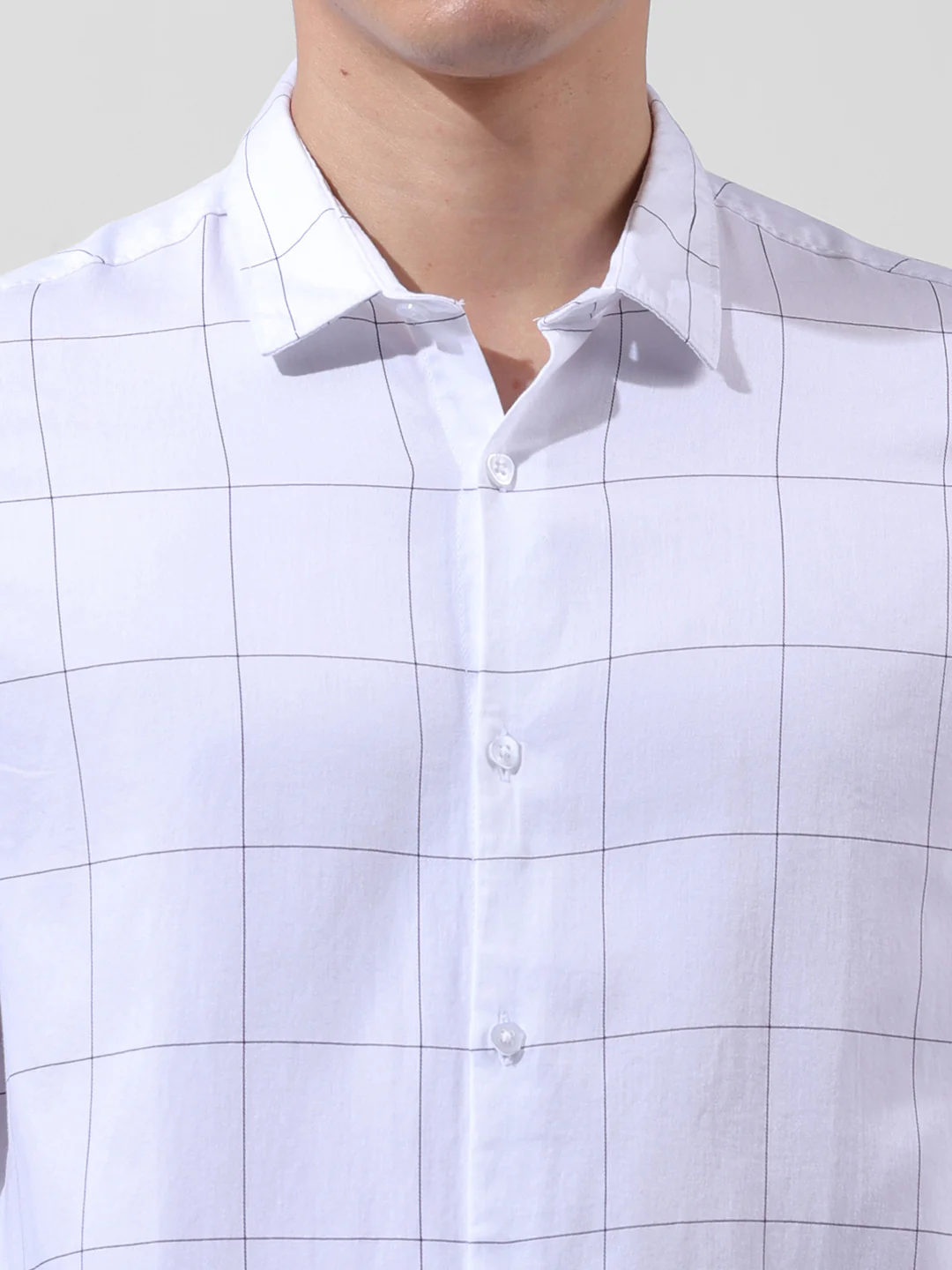 Men's White Slim Fit Checked Casual Shirt - Image 5