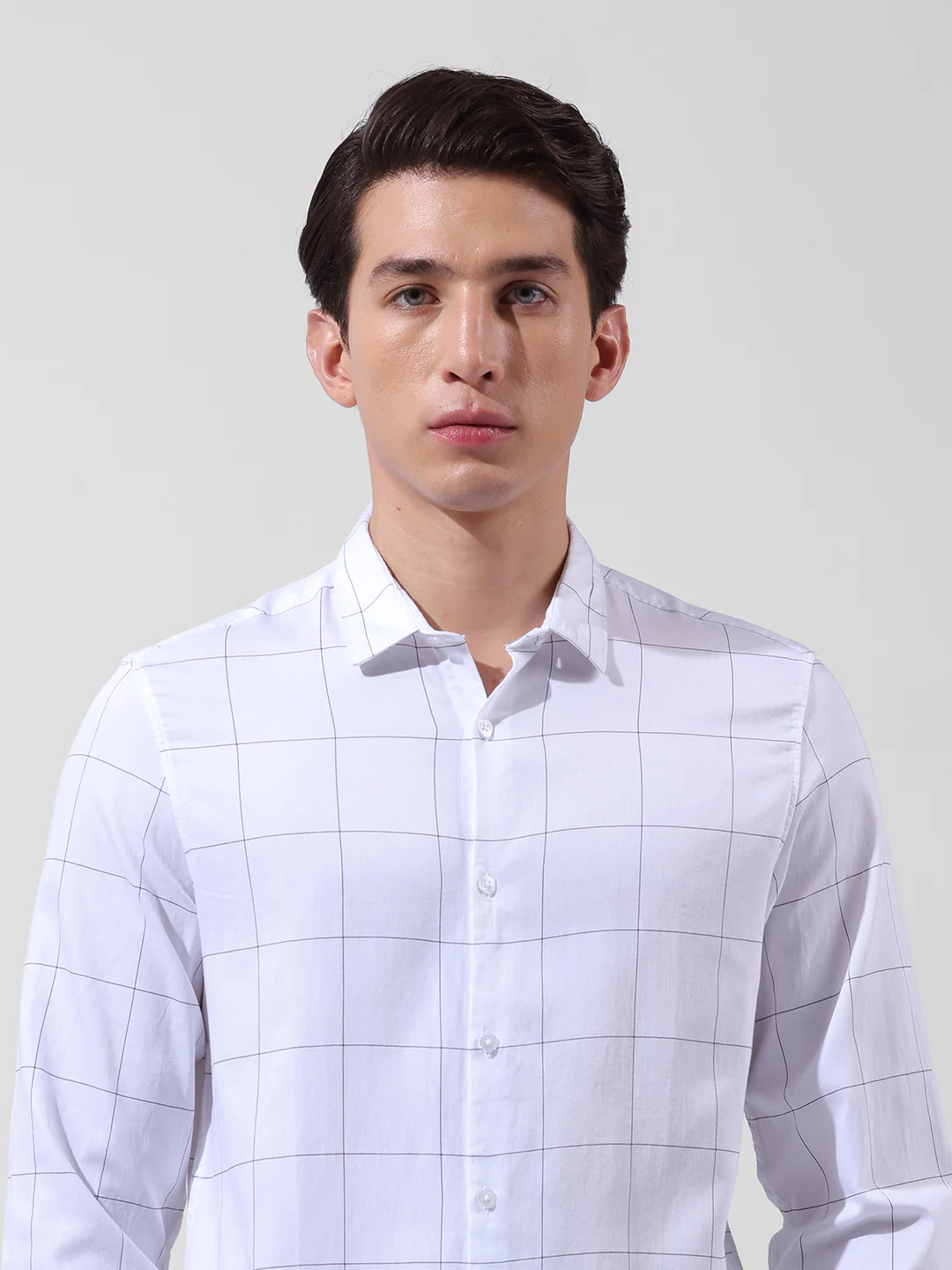 Men's White Slim Fit Checked Casual Shirt - Image 6