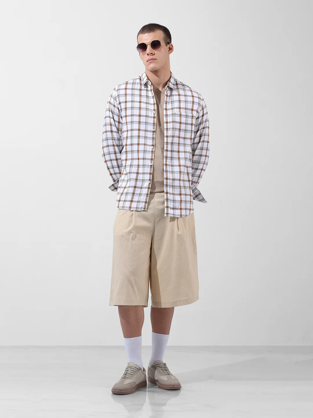 Men's White Slim Fit Checked Casual Shirt - Image 7