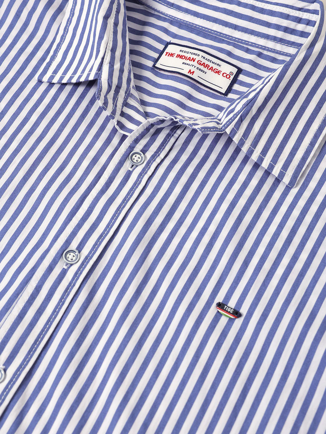 Men's White Oversized Fit Striped Street Wear Shirt - Image 7