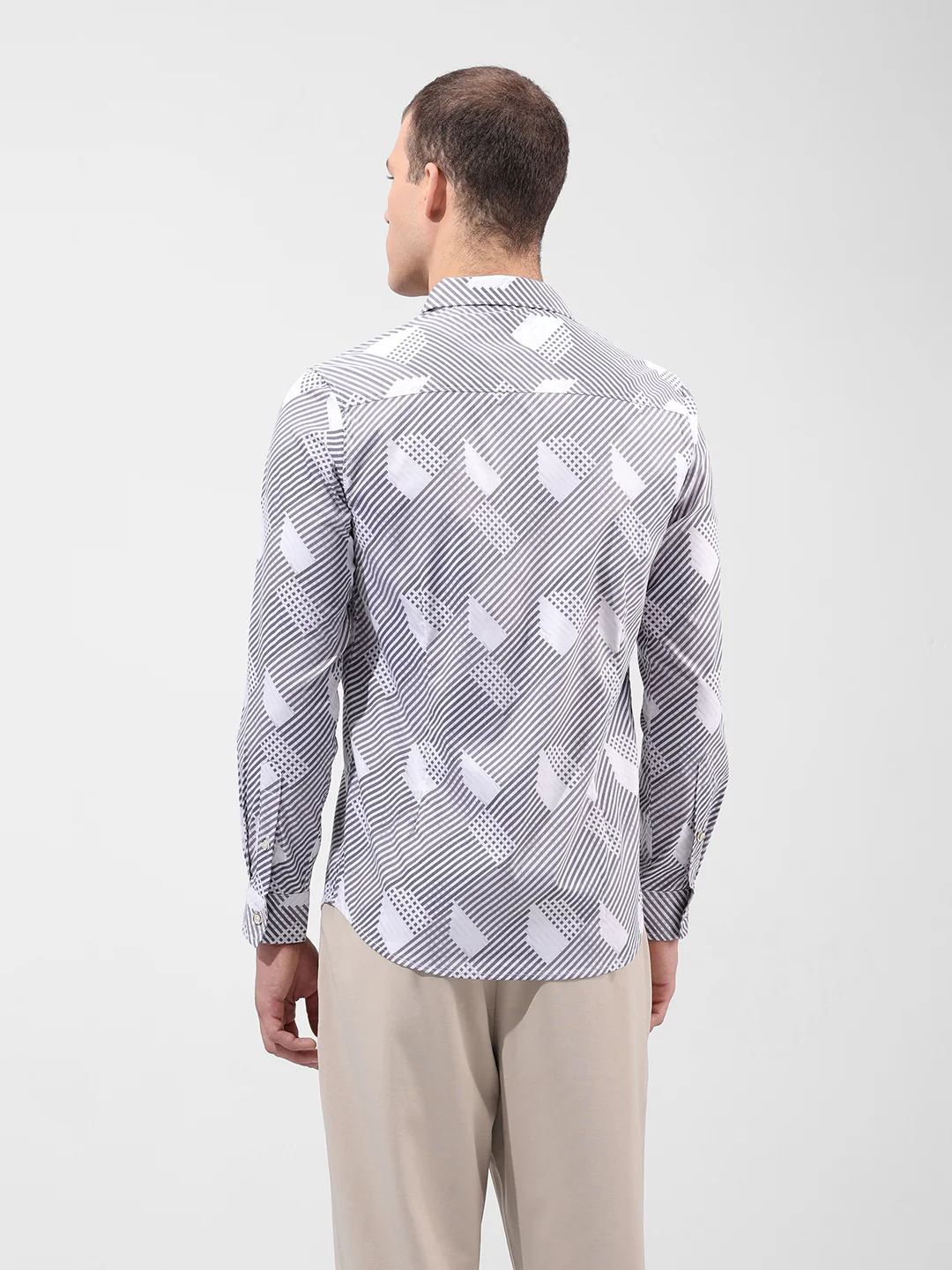 Men's Grey Slim Fit Printed Party Wear Shirt - Image 4