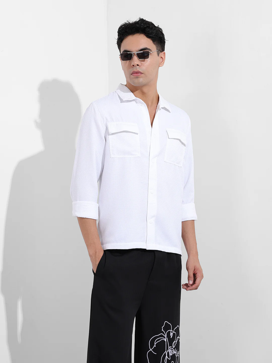 Men's White Regular Fit Casual Shirt - Image 2