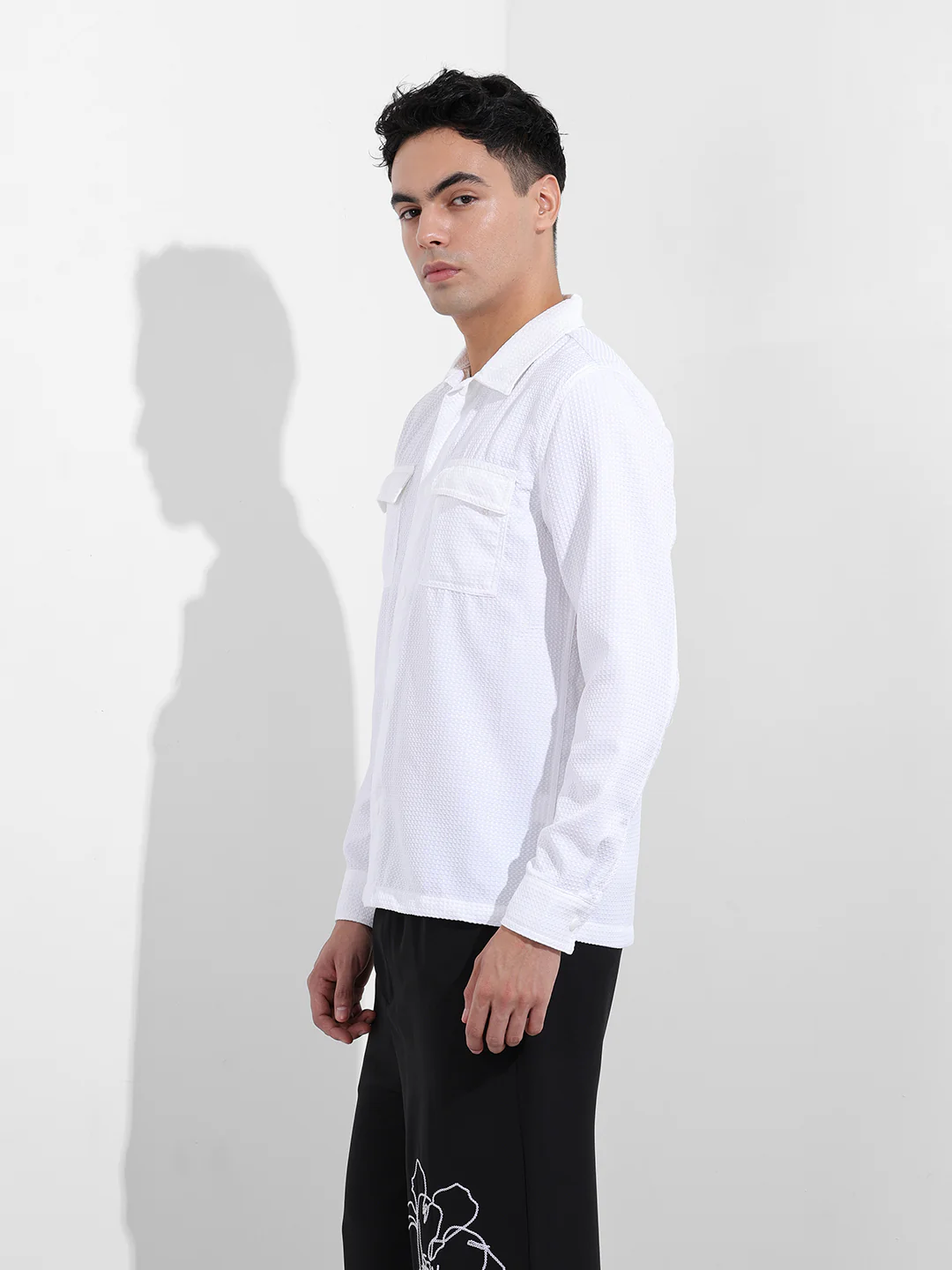 Men's White Regular Fit Casual Shirt - Image 4