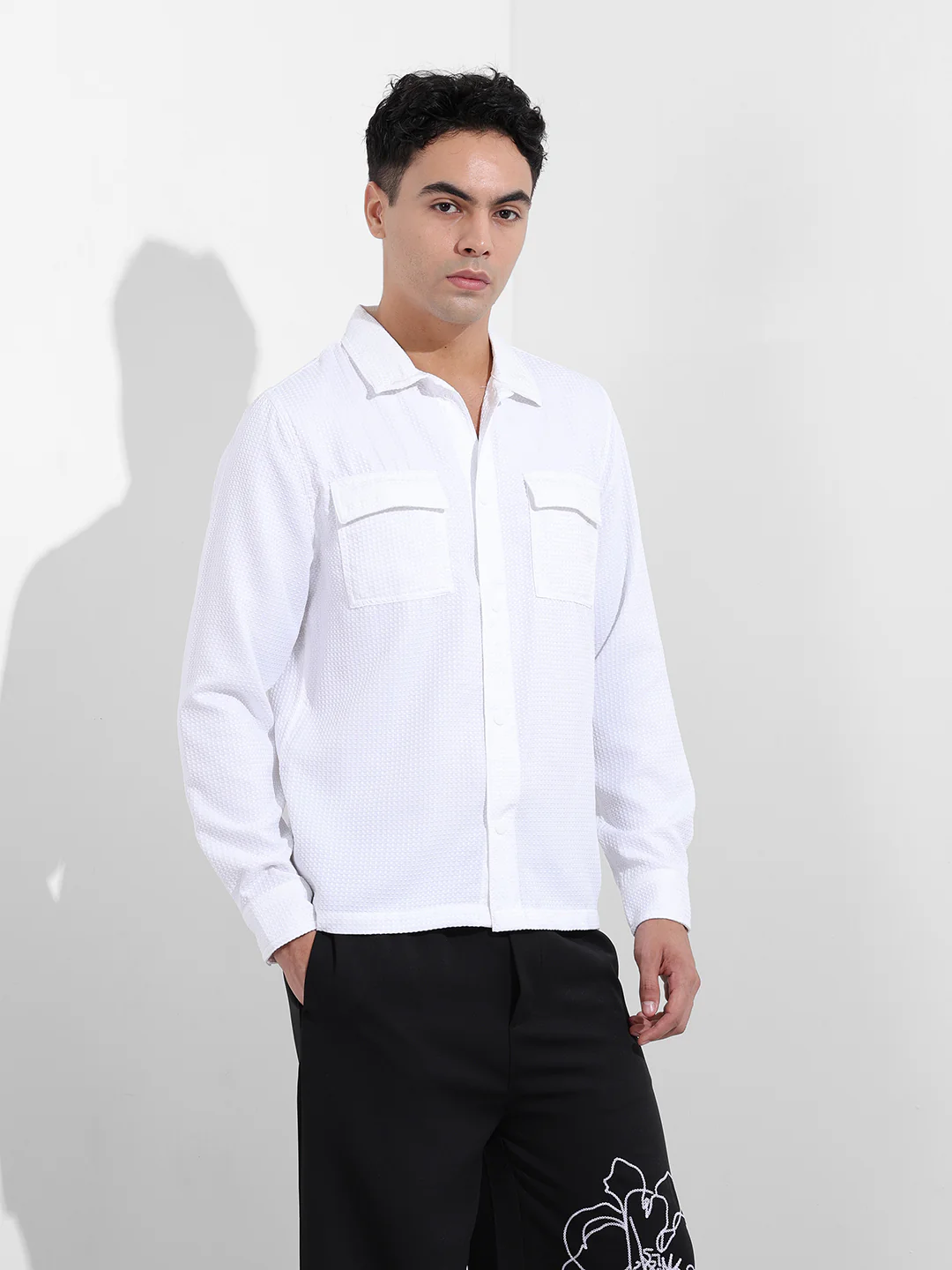 Men's White Regular Fit Casual Shirt - Image 5