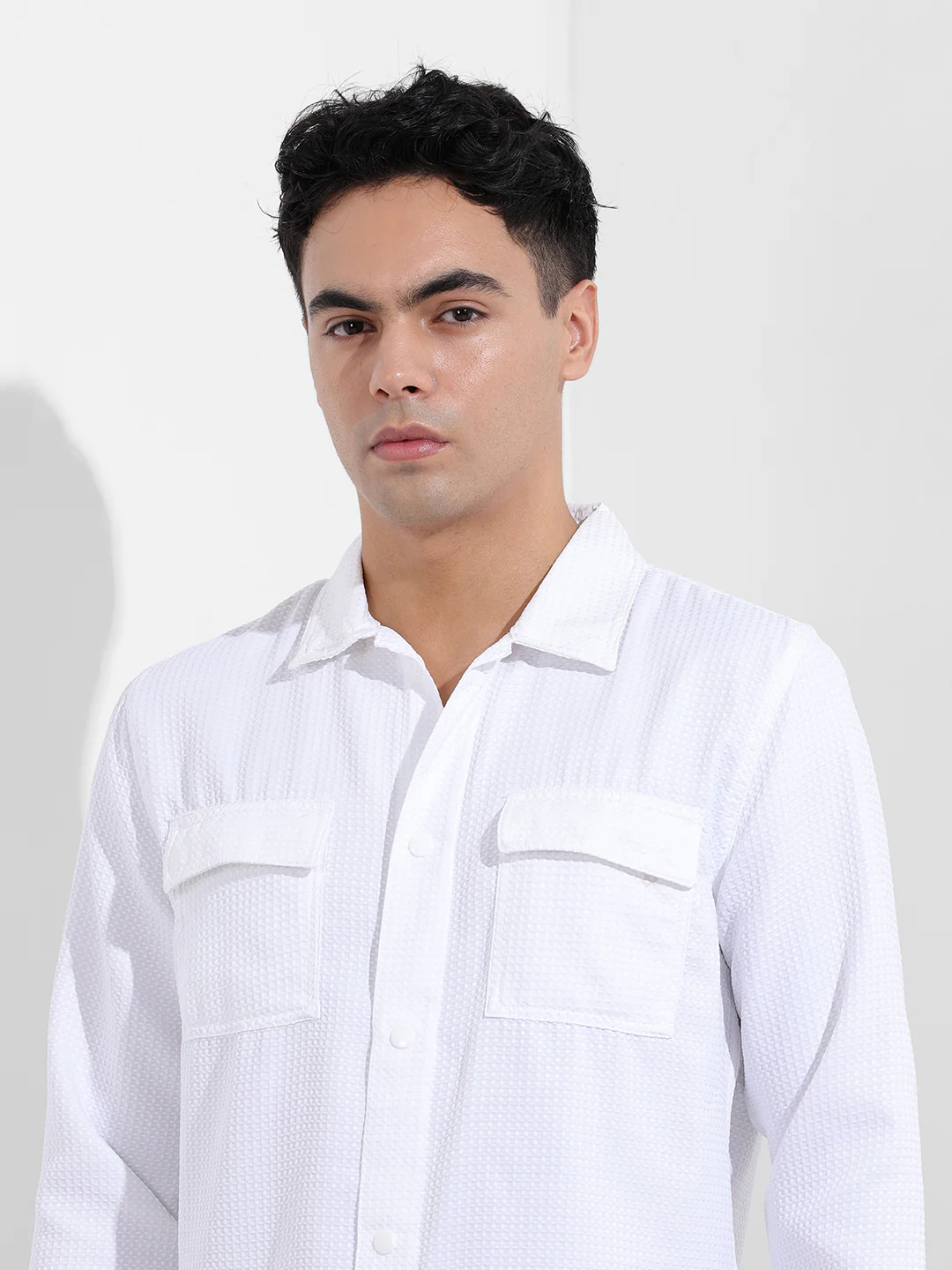 Men's White Regular Fit Casual Shirt - Image 6