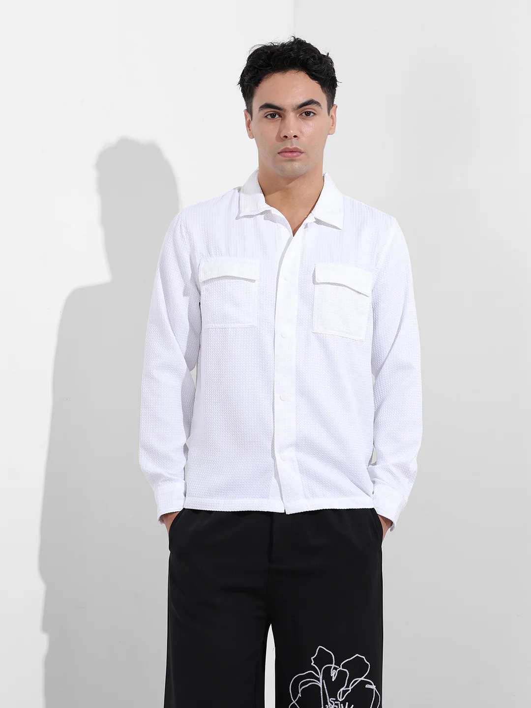 Men's White Regular Fit Casual Shirt - Image 8