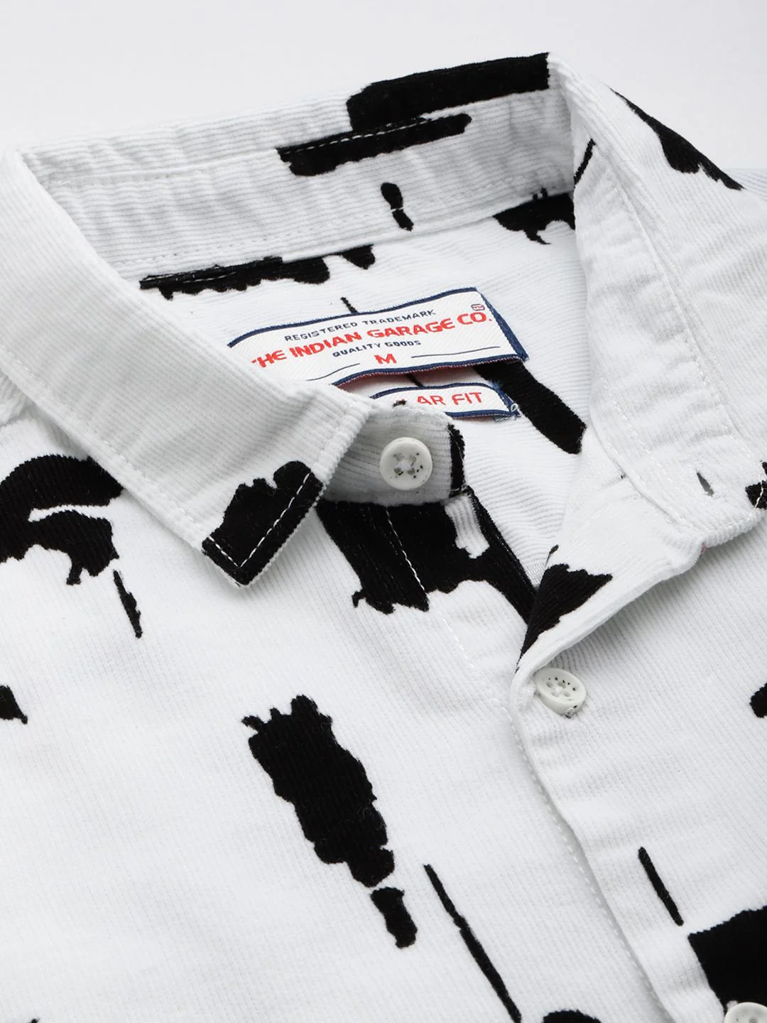 Men's White Regular Fit Printed Casual Shirt - Image 3
