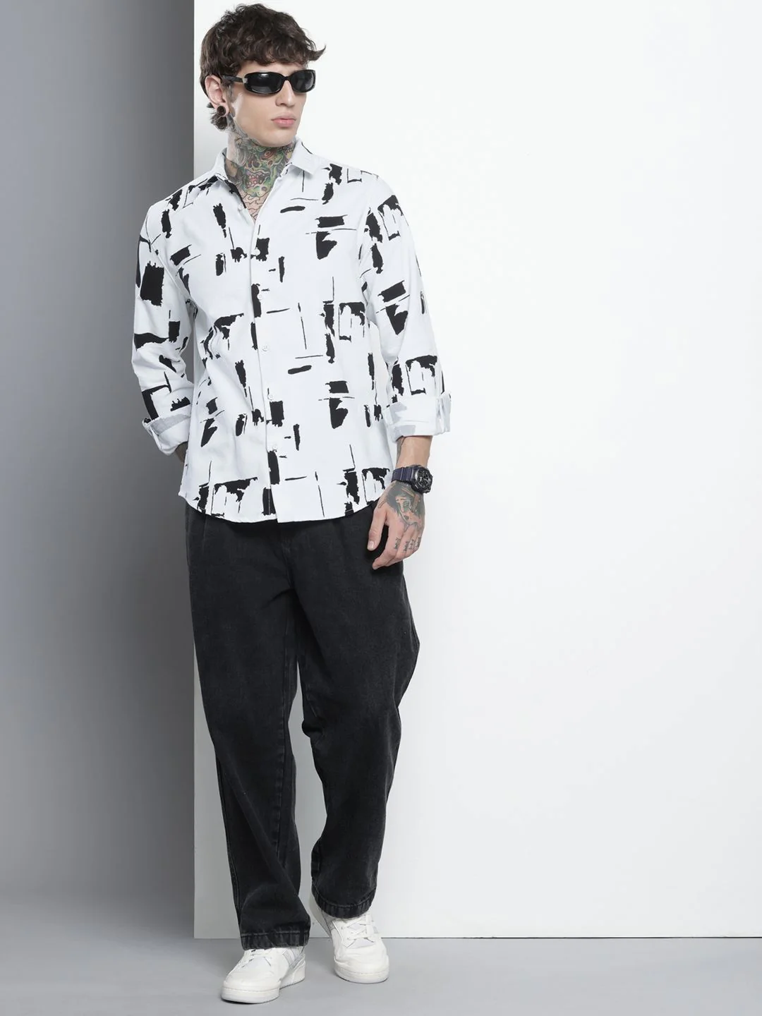 Men's White Regular Fit Printed Casual Shirt - Image 5