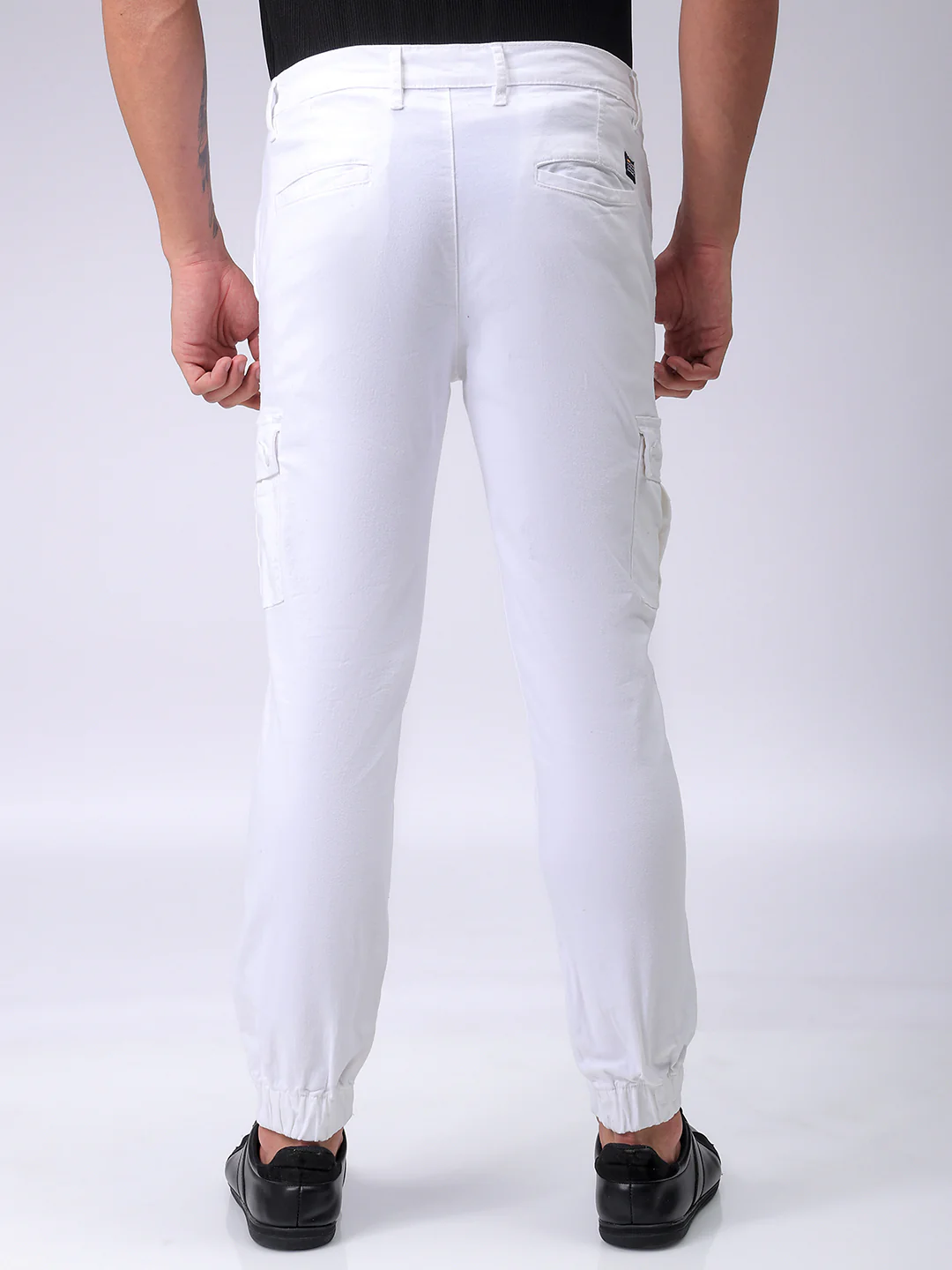 Men's White Regular Fit Solid Utility Cargo - Image 5