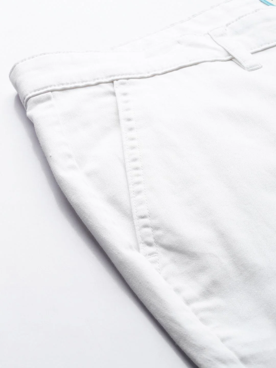 Men's White Regular Fit Solid Casual Chinos - Image 5